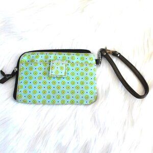 Thirty One Wristlet Wallet Brown Green Floral